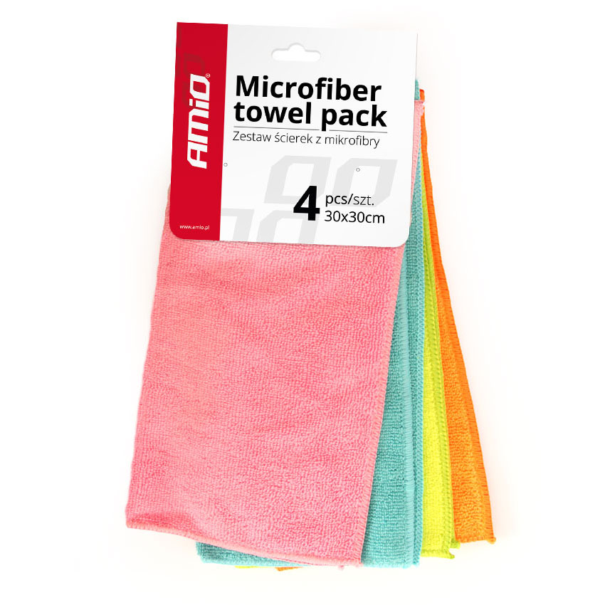 Πανιά Σετ Καθαρισμού Microfiber Amio 30X30cm 4τμχ AMIO 01046AM