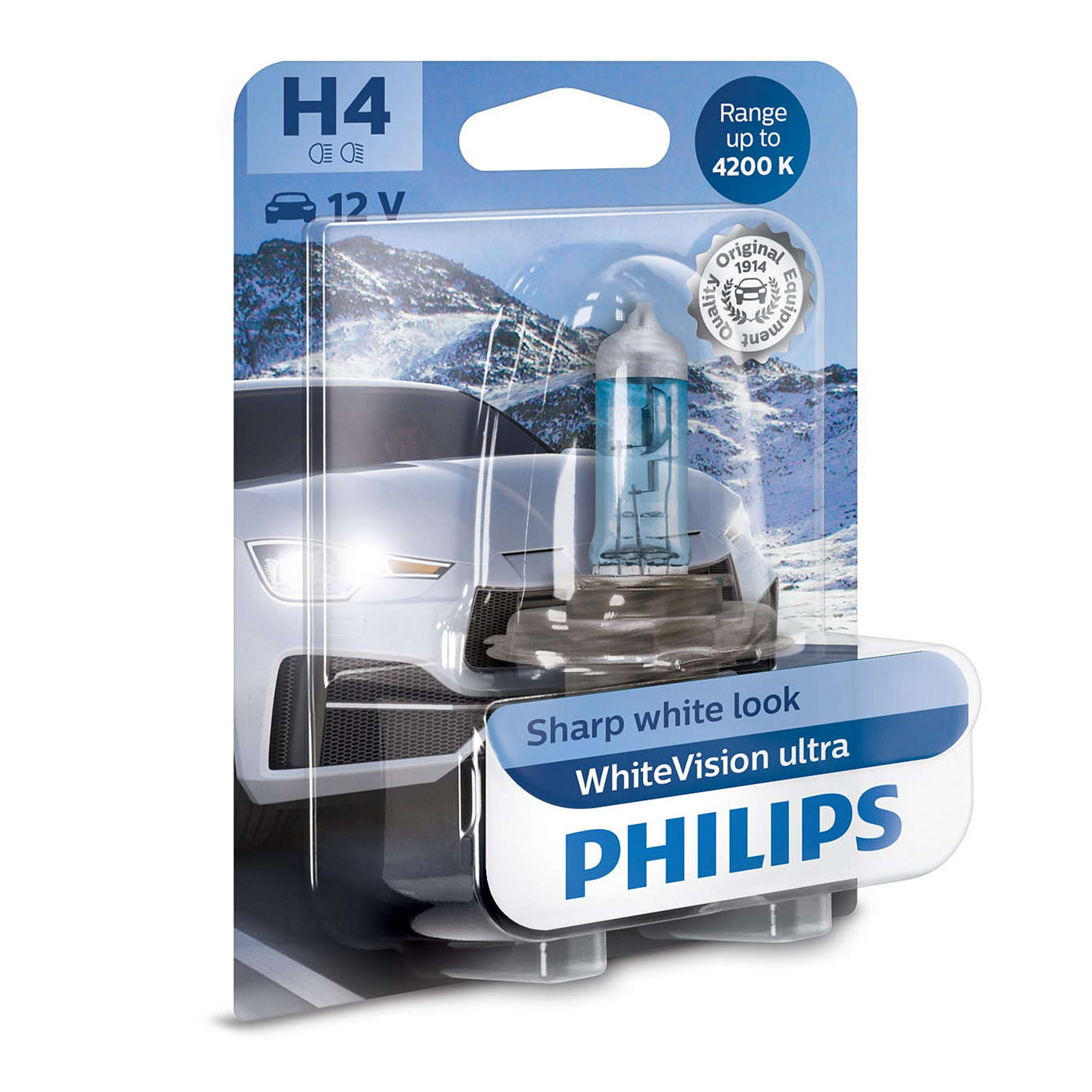 Λάμπα Philips H4 12V60W-50 White Vision Ultra 4200K 1 Τεμμάχιο PHILIPS PH12342WVUB1