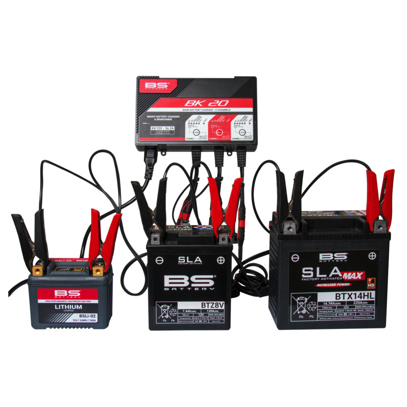 Φορτιστής Μπαταρίας 3 Θέσεων BS Battery BK20 6V και 12V BSBATTERY BS-BK20