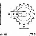 Γρανάζι JT Εμπρός JTF505 13-14-15 Δόντια (Modenas 100 - 115 Kaze-R - KZR100) JT