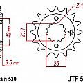 Γρανάζι JT Εμπρός JTF512 14-15-16-17 Δόντια (Yamaha YZF600R Kawasaki KL250(KLR 250)KLE400-500 Suzuki GSX-R600-750-1000)