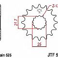 Γρανάζι JT Εμπρός JTF520 15 Δόντια (KAWASAKI W650 SUZUKI DL650 GSF-GSX650 SV650) JT
