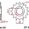 Γρανάζι JT Εμπρός JTF584 15-16-17 Δόντια YAMAHA YZF-R6-750-1000 THUNDER  FZR 750-1000