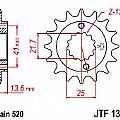Γρανάζι εμπρόσθιο JT JTF1307.14  XR650 R (00-07) KAWASAKI ZX600 ZX-6R (520 βήμα)