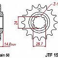 Γρανάζι εμπρόσθιο JT JTF1529.17 δόντια KAWASAKI GPZ-ZX1100/ZRX1200