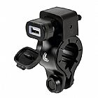 USB-FIX TUBE, 12/24V USB CHARGER WITH HANDLEBAR FIXING AND FORK CONNECTORS - FAST CHARGE - 2400 MA - 12/24V