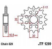Γρανάζι εμπρόσθιο JT JTF1269.16 δόντια HONDA CBR600 F CBR600-900-929-954 RR CBR1000 RR VTR1000 SP XLV1000 (520 μετ)