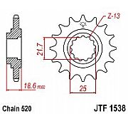 Γρανάζι εμπρόσθιο JT JTF1538.15 δόντια KAWASAKI Z750 (ZR750 J1 J2 J6F L7F L8F L9F LAF)