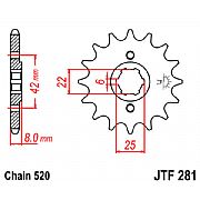 Γρανάζι εμπρόσθιο JT JTF281.14 δόντια XR600 XR600 R XL250 RC