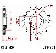 Γρανάζι εμπρόσθιο JT JTF308.14 Δόντια HONDA FMX-SLR-NX650 / APRILIA 650 PEGASO / YAMAHA XT660 R-X-Z TENERE