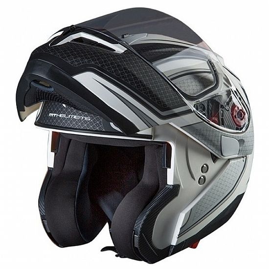 FLIP UP MT HELMETS OPTIMUS SV SPDX ONE WHITE/SILVER MAT