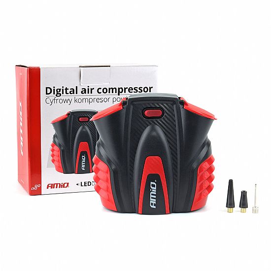 AMIO CAR AIR COMPRESSOR WITH DIGITAL PRESSURE GAUGE AND LED LIGHT 12V ACOMP-16