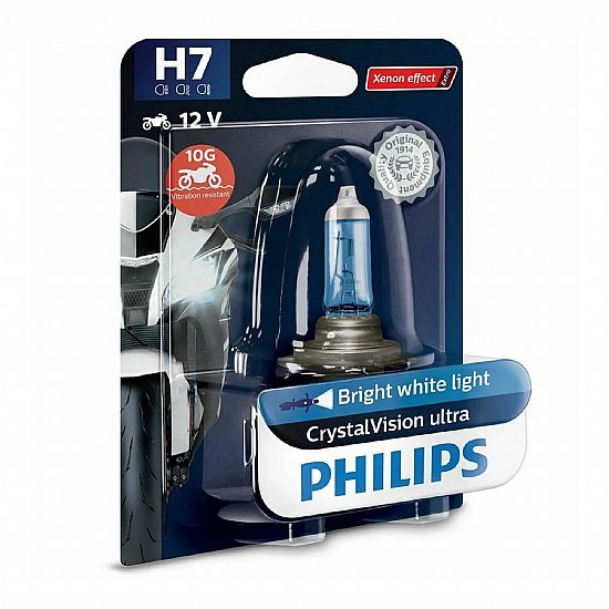 ΛΑΜΠΑ PHILIPS H7 12V 55W CRYSTAL VISION ULTRA MOTO 10G