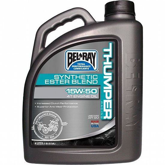 OIL FOR MOTORCYCLE ENGINE  BEL RAY THUMPER 99530 RACING SYNTHETIC ESTER 15W-50 MA2 4L