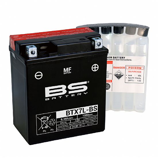 ΜΠΑΤΑΡΙΑ ΜΟΤΟΣΥΚΛΕΤΑΣ BS BATTERY BTX7LBS (YTX7L-BS) 6.0 AH