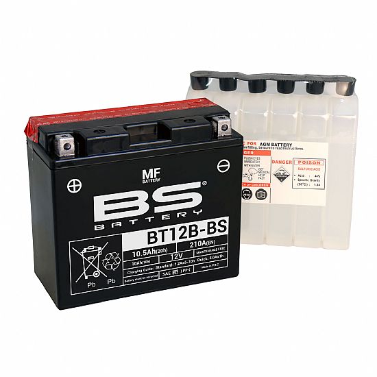 MOTORCYCLE BATTERY BS BATTERY BT12B-BS (YT12B-BS)