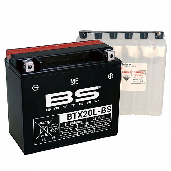 Batterie moto YUASA YTX20L-BS 12V 18.9AH 270A