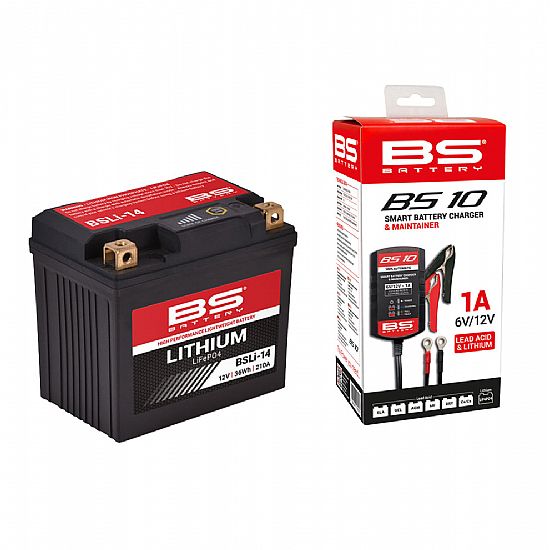 BS BATTERY BSLI-14 12V 210 CCA BS10 CHARGER COMBO