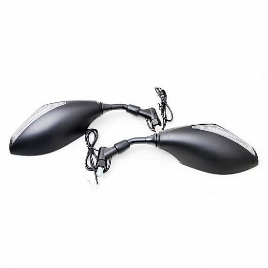 MIRRORS WITH INDICATOR SET EMGO 26190 BLACK 10MM