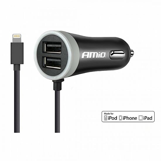 ΦΟΡΤΙΣΤΗΣ ΑΝΑΠΤΗΡΑ AMIO USB ΜΕ ΚΑΛΩΔΙΟ ΓΙΑ APPLE IPHONE