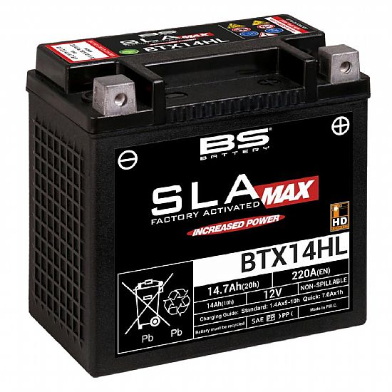 BS BATTERY SLA MAX BTX14HL HARLEY 14.7 AH 220CCA