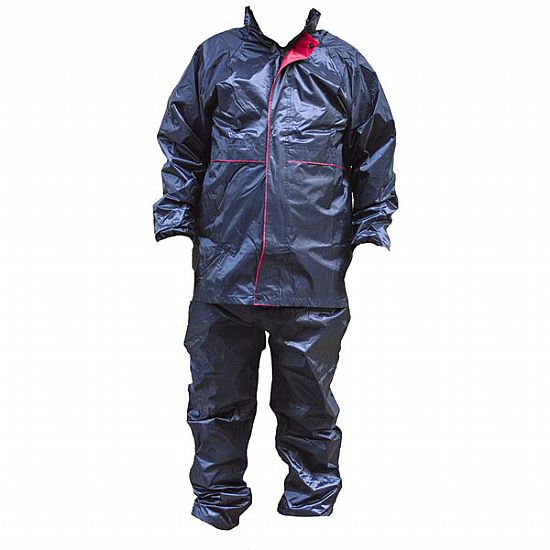 WATERPROOF MOTORCYCLE RAIN COAT SET IN BLACK