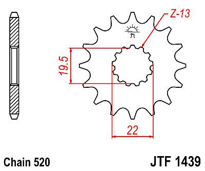 ΓΡΑΝΑΖΙ ΕΜΠΡΟΣΘΙΟ JT JTF1439.12 ΔΟΝΤΙΑ SUZUKI LT-F160 GSX250