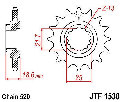 ΓΡΑΝΑΖΙ ΕΜΠΡΟΣΘΙΟ JT JTF1538.15 ΔΟΝΤΙΑ KAWASAKI Z750 (ZR750 J1 J2 J6F L7F L8F L9F LAF)