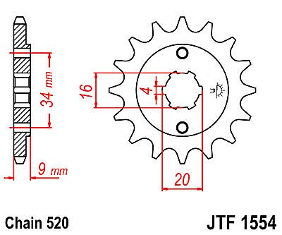 ΓΡΑΝΑΖΙ ΕΜΠΡΟΣΘΙΟ JT JTF1554.13 ΔΟΝΤΙΑ YAMAHA YFS200 BLASTER / TT-R230 T/V/W/X/Y/Z/A