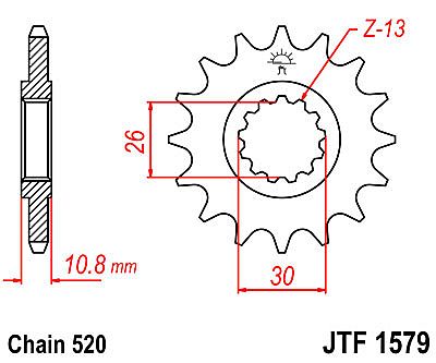 ΓΡΑΝΑΖΙ ΕΜΠΡΟΣΘΙΟ JT JTF1579.16 ΔΟΝΤΙΑ YAMAHA R-1/FZ-1 (520 ΜΕΤΑΤΡΟΠΗ)