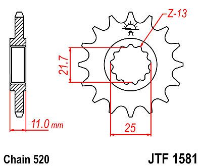 FRONT SPROCKET JT JTF1581.16 TEETH YAMAHA YZF-R6 / R7 (520 CHAIN CONVERSION) 