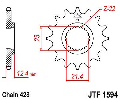 FRONT SPROCKET JT JTF1594.15 TEETH YAMAHA XT250 (08-12) / YBR250 