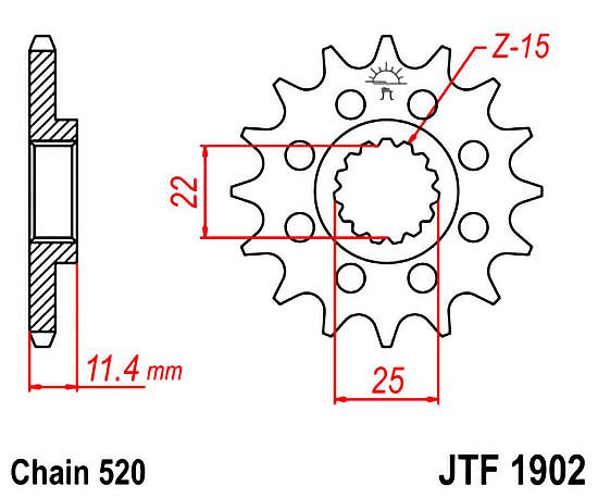 FRONT SPROCKET JT JTF1902.14 TEETH KTM 400 LC4 ENDURO / 620 SUPER COMPETITION