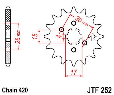 ΓΡΑΝΑΖΙ ΕΜΠΡΟΣΘΙΟ JT JTF252.12 ΔΟΝΤΙΑ HONDA C50 GLX 