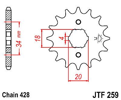 FRONT SPROCKET JT JTF259.14 TEETH HONDA CG125 / KYMCO 50-90KXR 90 MAXXER