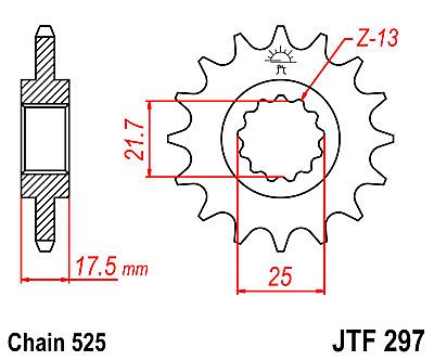 ΓΡΑΝΑΖΙ ΕΜΠΡΟΣΘΙΟ JT JTF297.14 ΔΟΝΤΙΑ HONDA CB-1 CBR400 RR CB-CBF500 