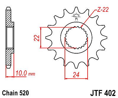 ΓΡΑΝΑΖΙ JT ΕΜΠΡΟΣ JTF402 15 ΔΟΝΤΙΑ APRILIA TUAREG 650 PEGASO BMW F650-GS-ST