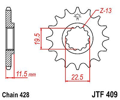 FRONT SPROCKET JT JTF409 16 TEETH SUZUKI DR125 SP125