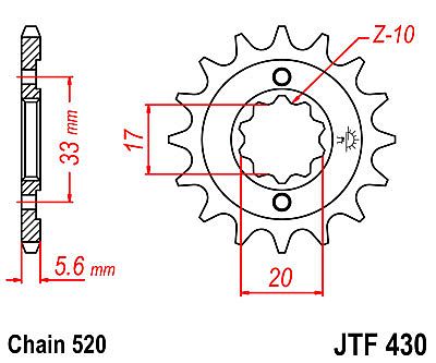 FRONT SPROCKET JT JTF430 13-14-15 TEETH SUZUKI RM-Z250 GT-GS-GSX250 KAWASAKI KX250