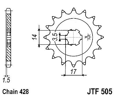 FRONT SPROCKET JT JTF505 13-14-15 TEETH (MODENAS 100 - 115 KAZE-R - KZR100)