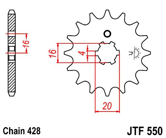 ΓΡΑΝΑΖΙ ΕΜΠΡΟΣΘΙΟ JT  JTF550.15 ΔΟΝΤΙΑ YAMAHA CRYPTON X-135