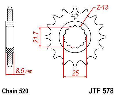 FRONT SPROCKET JT JTF578 15-16 TEETH YAMAHA FZR400 SR500 XTZ750