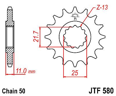 FRONT SPROCKET JT JTF580 15-16-17 TEETH YAMAHA FZ6 YZF-R6-750-1000 FZR750-1000