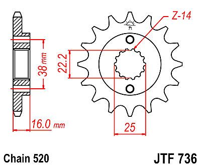 ΓΡΑΝΑΖΙ JT ΕΜΠΡΟΣ JTF736 14-15 ΔΟΝΤΙΑ DUCATI 400-600-750-900 MONSTER