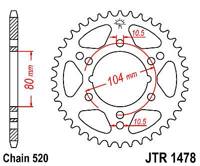 REAR SPROCKET JT R1478 42-43 TEETH