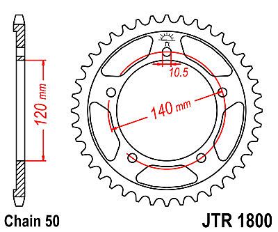 REAR SPROCKET JT JTR1800 44-46 TEETH