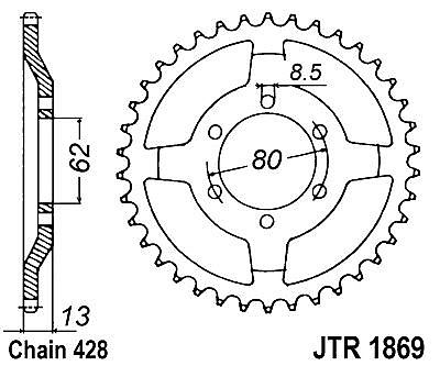 REAR SPROCKET JT JTR1869 45 TEETH
