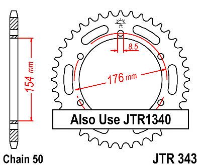 REAR SPROCKET JT JTR343 43 TEETH