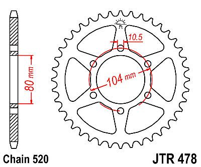 REAR SPROCKET JT JTR478 42-45-46 TEETH