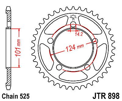 REAR SPROCKET JT JTR898 37-38-41 TEETH